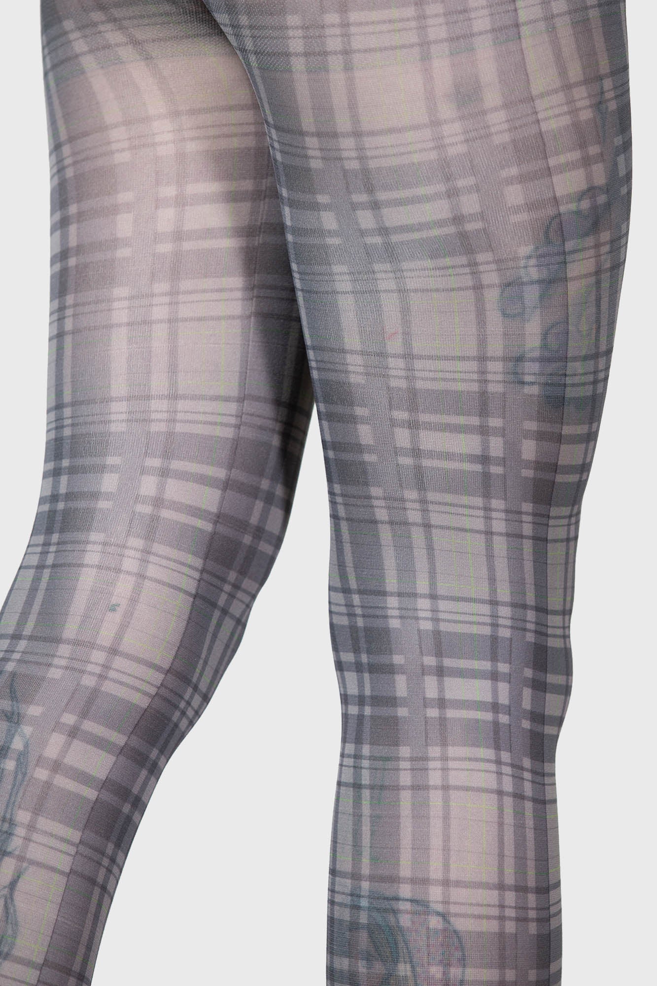 KILLSTAR Anna Grey Tartan Sheer Tights - Soft Stretch