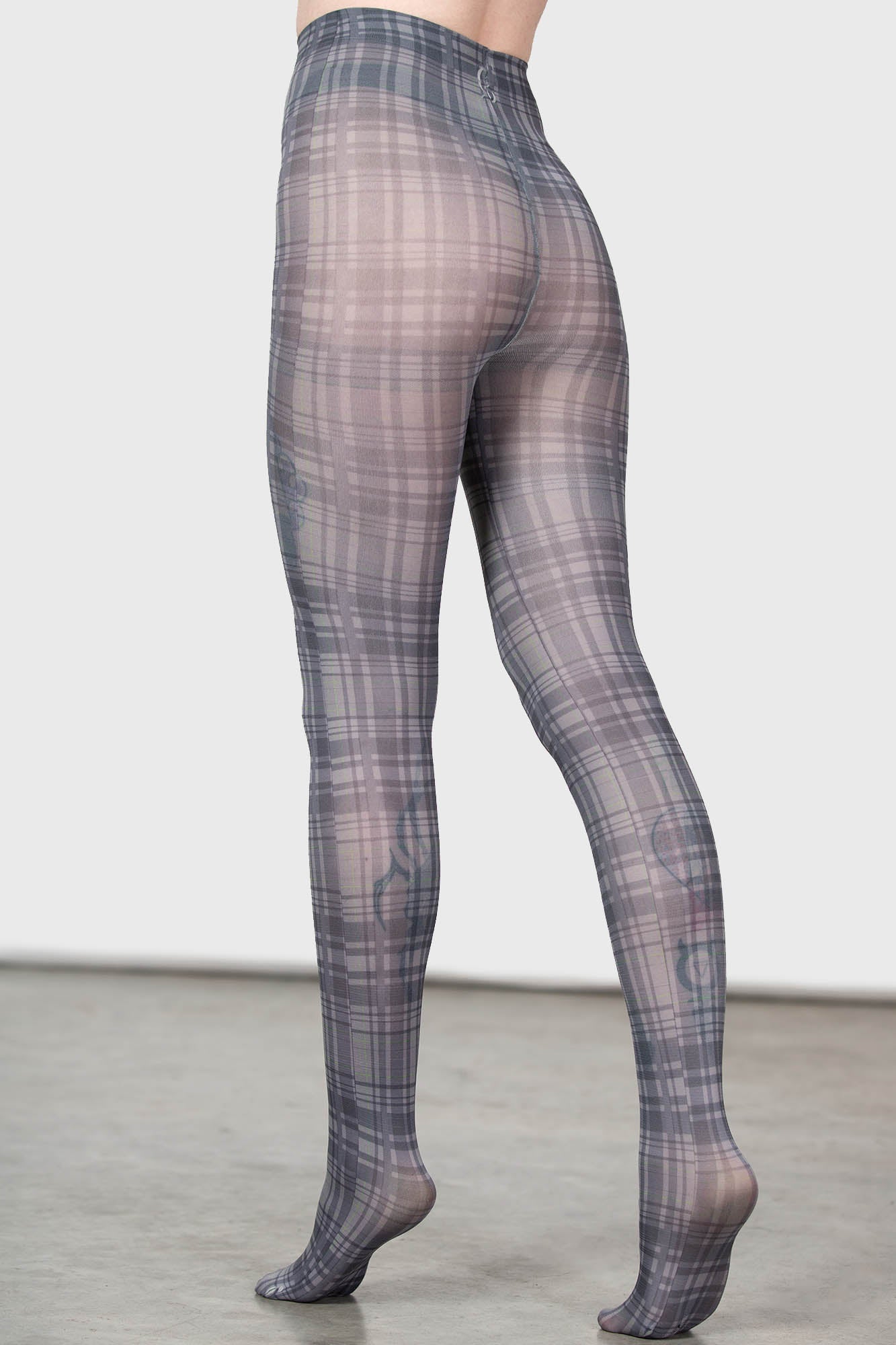 KILLSTAR Anna Grey Tartan Sheer Tights - Soft Stretch