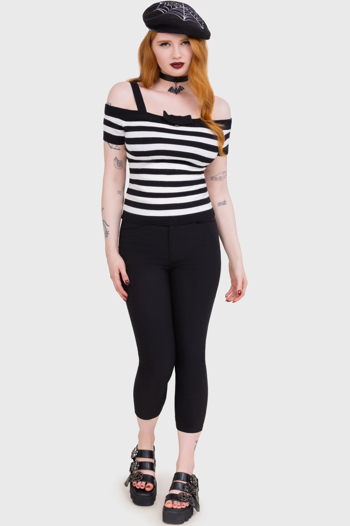 Killstar Anomaly Capri Pants - Stretchy Woven Fabric, Functional Pockets