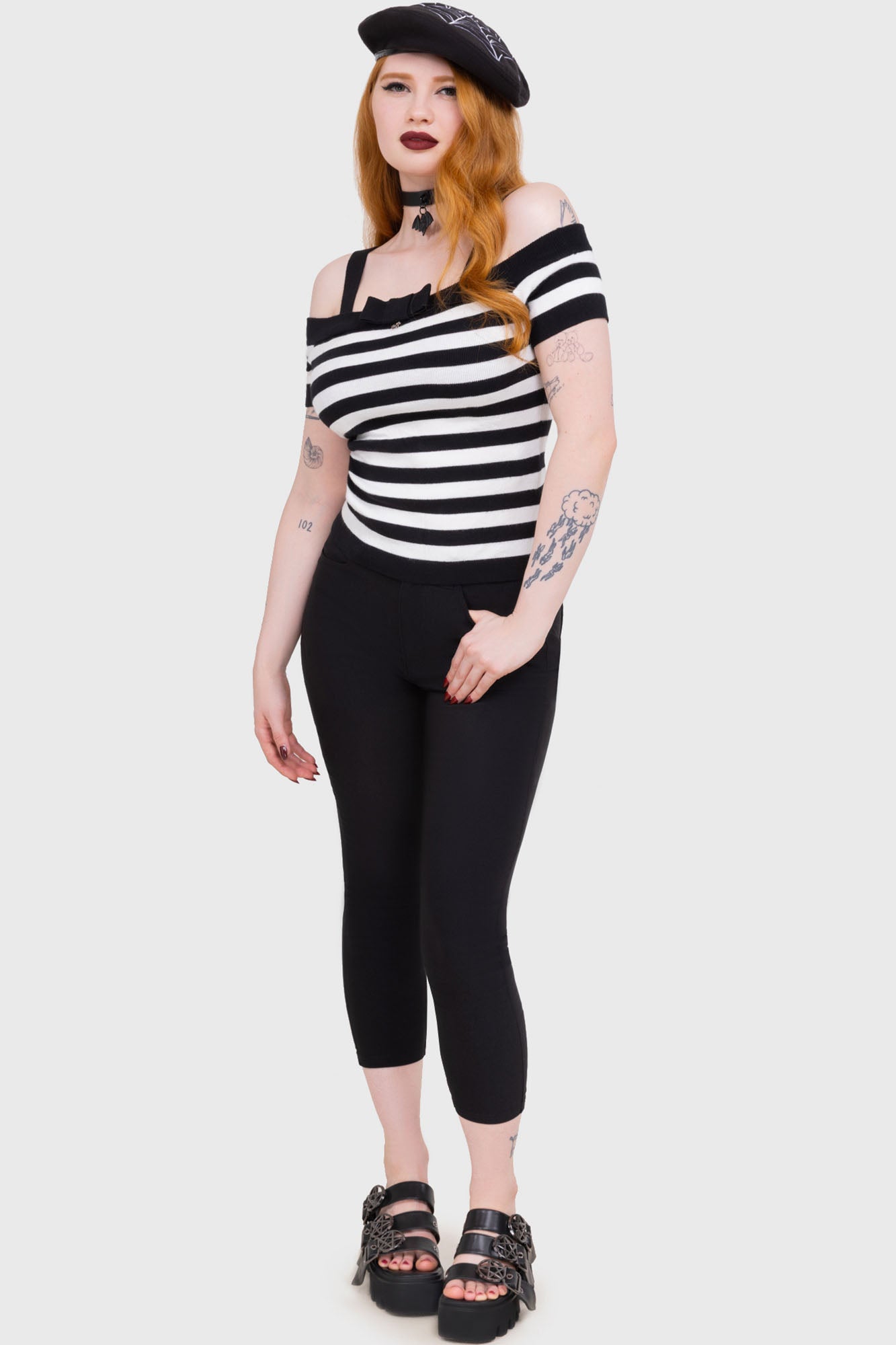 Killstar Anomaly Capri Pants - Stretchy Woven Fabric, Functional Pockets