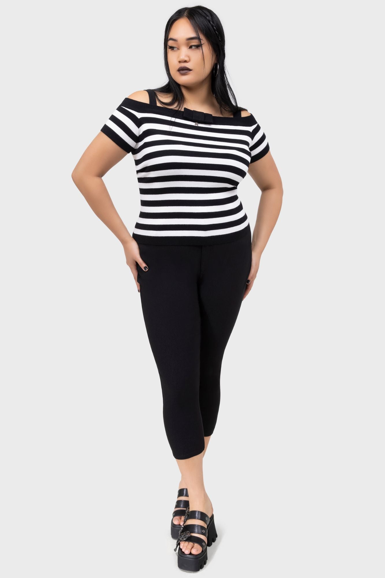 Killstar Anomaly Capri Pants - Stretchy Woven Fabric, Functional Pockets