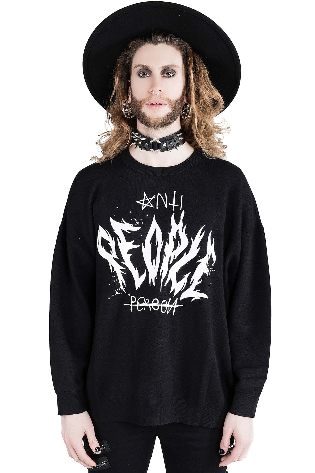 Killstar Batwing Sweater - Anti People Graphic Knit Top